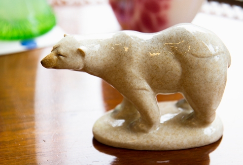 $85 Caribou Crossings ceramic polar bear figure. Felt bottom. From Alaska.